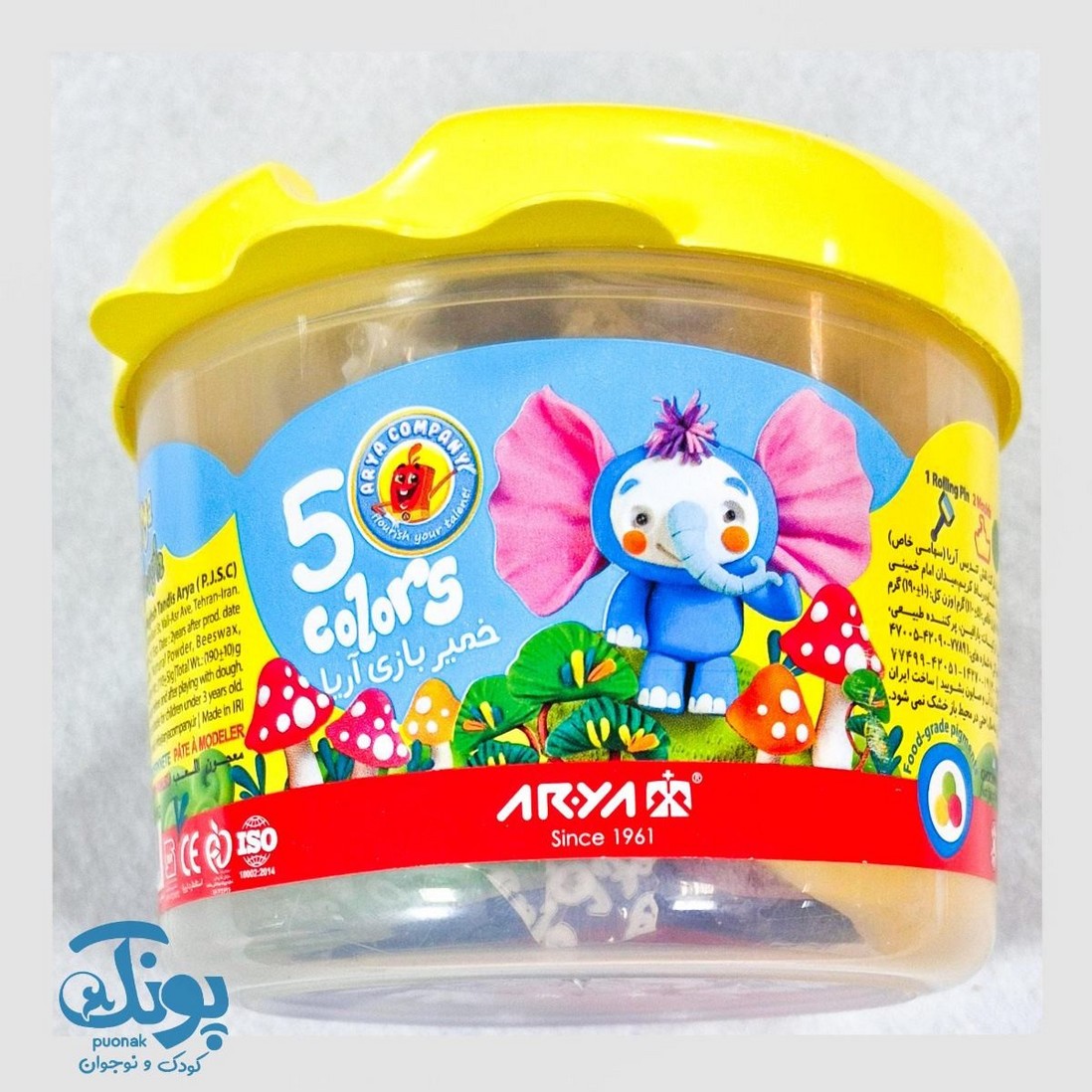 خمیر بازی ۵ رنگ سطلی آریا