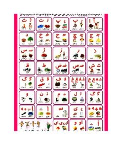 پوستر مقوایی آموزشی حروف الفبای فارسی و ترکیب حروف با صداها (صامت و مصوت) سایز ۷۰*۵۰ بسته ۱۲ عددی