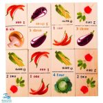 بازی دومینو چوبی سبزیجات آموزش اعداد انگلیسی (۲۸ عددی)
