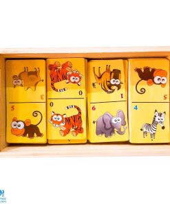 بازی آموزشی دومینو پازل چوبی حیوانات جنگل (۲۸ عددی)
