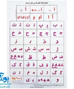 لوح پوستر جدول نشانه های فارسی اول دبستان کلاسی ویژه معلم نشر استادیار