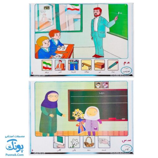 لوح پوستر تصویری معلم بخش نشانه ها کلاسی ویژه معلم نشر استادیار (آموزش نشانه های فارسی اول دبستان ۱۵ برگ سایز ۷۰*۵۰)