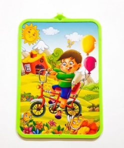 تخته وایت برد پلاستیکی سایز ۲۶*۱۸ سانتیمتر فانتزی طرح پسر بچه دوچرخه سوار