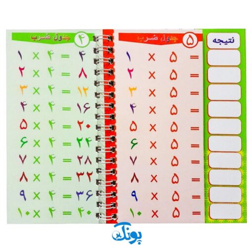 کارت آموزش جدول ضرب دفترچه سیمی بزرگ مدل هدهد وایت بردی (پیک جدول ضرب)