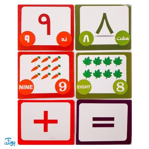 کارت آموزش اعداد و علامت‌ها ۳۲ کارت مدل مث