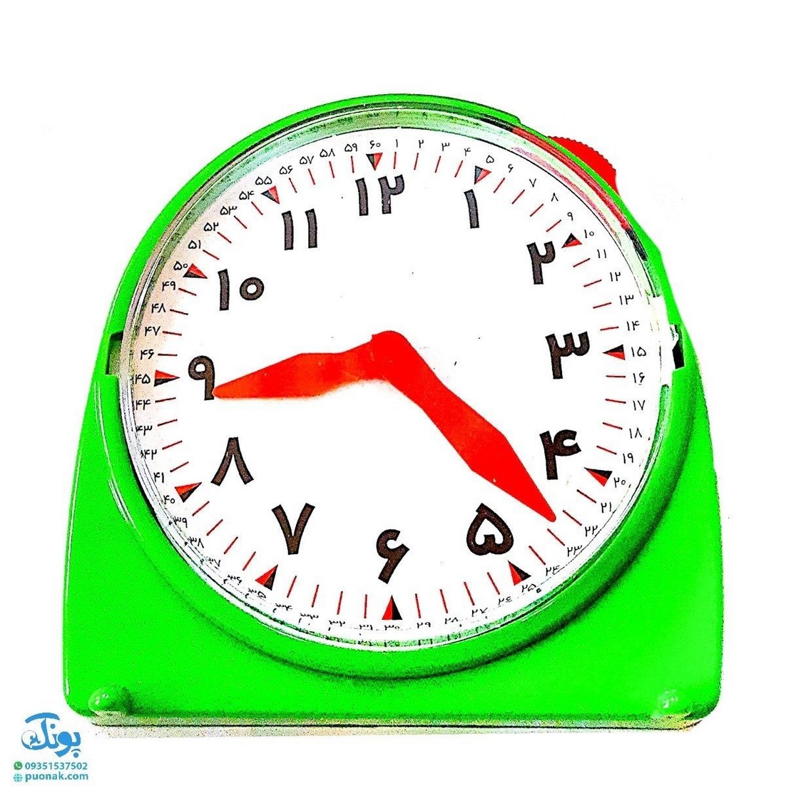 ساعت آموزشی دانش آموزی مدل NO.۱ با نمایش دقیقه پلاستیکی (ولوم برای تنظیم ساعت)