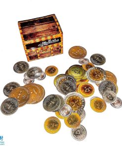 سکه‌های آموزشی مقوایی طرح صندوقچه (قلک)  (۵۶ عدد سکه‌ی آموزشی مدل ماوا)