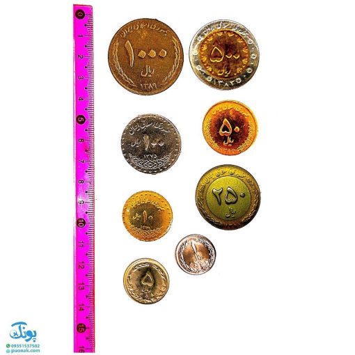 سکه‌های آموزشی مقوایی طرح صندوقچه (قلک)  (۵۶ عدد سکه پول رایج ایران آموزشی مدل ماوا)