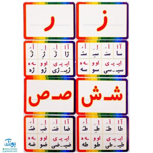 فلش کارت آموزش ترکیب نشانه ها صامت و مصوت (کامل ترین مجموعه ی ترکیب صامت و مصوت)