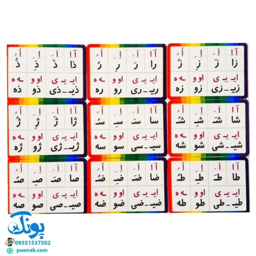 فلش کارت آموزش ترکیب نشانه ها صامت و مصوت (کامل ترین مجموعه ی ترکیب صامت و مصوت)