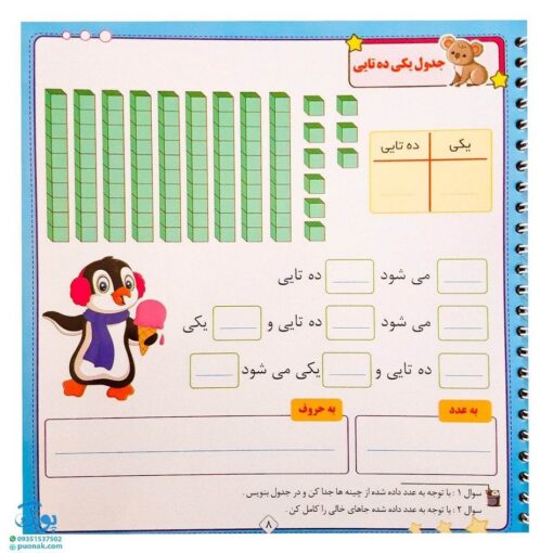 دفتر وایت بردی مدل تاک (برای تقویت خواندن، نوشتن و مفاهیم ساده ریاضی)