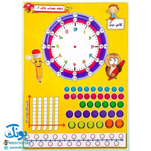 تخته حساب تاک ۲ ریاضی دوم دبستان دو رو لمینت مدل تاک وایت بردی