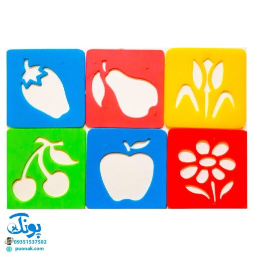 شابلون گل و میوه پلاستیکی بسته ۱۲ عددی