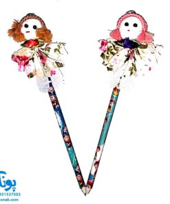 مداد و سرمدادی فانتزی طرح عروسک لباس چین دار دخترانه بسته‌ی ۱۲ عددی