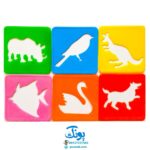 شابلون حیوانات ۱۲ عددی پلاستیکی جعبه مقوایی