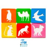 شابلون حیوانات ۱۲ عددی پلاستیکی جعبه مقوایی