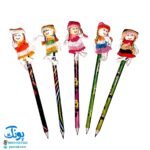 مداد و سرمدادی فانتزی طرح عروسک بافتنی دخترانه بسته‌ی ۱۲ عددی