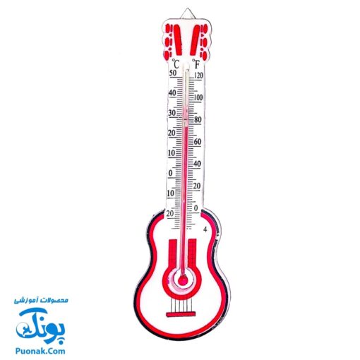 دماسنج پلاستیکی دیواری طرح گیتار (دمای محیط با درجه سانتیگراد و فارنهایت سایز ۲۱ سانتیمتر)