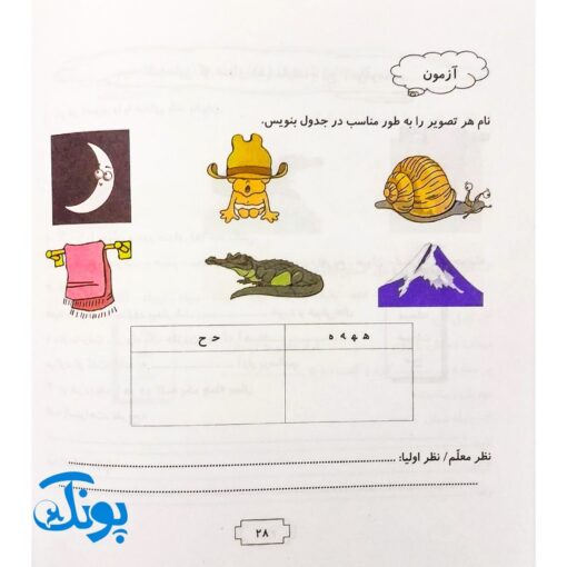 نشانه‌های هم شکل و هم صدا: کتاب آموزشی فارسی برای پایه اول و دوم