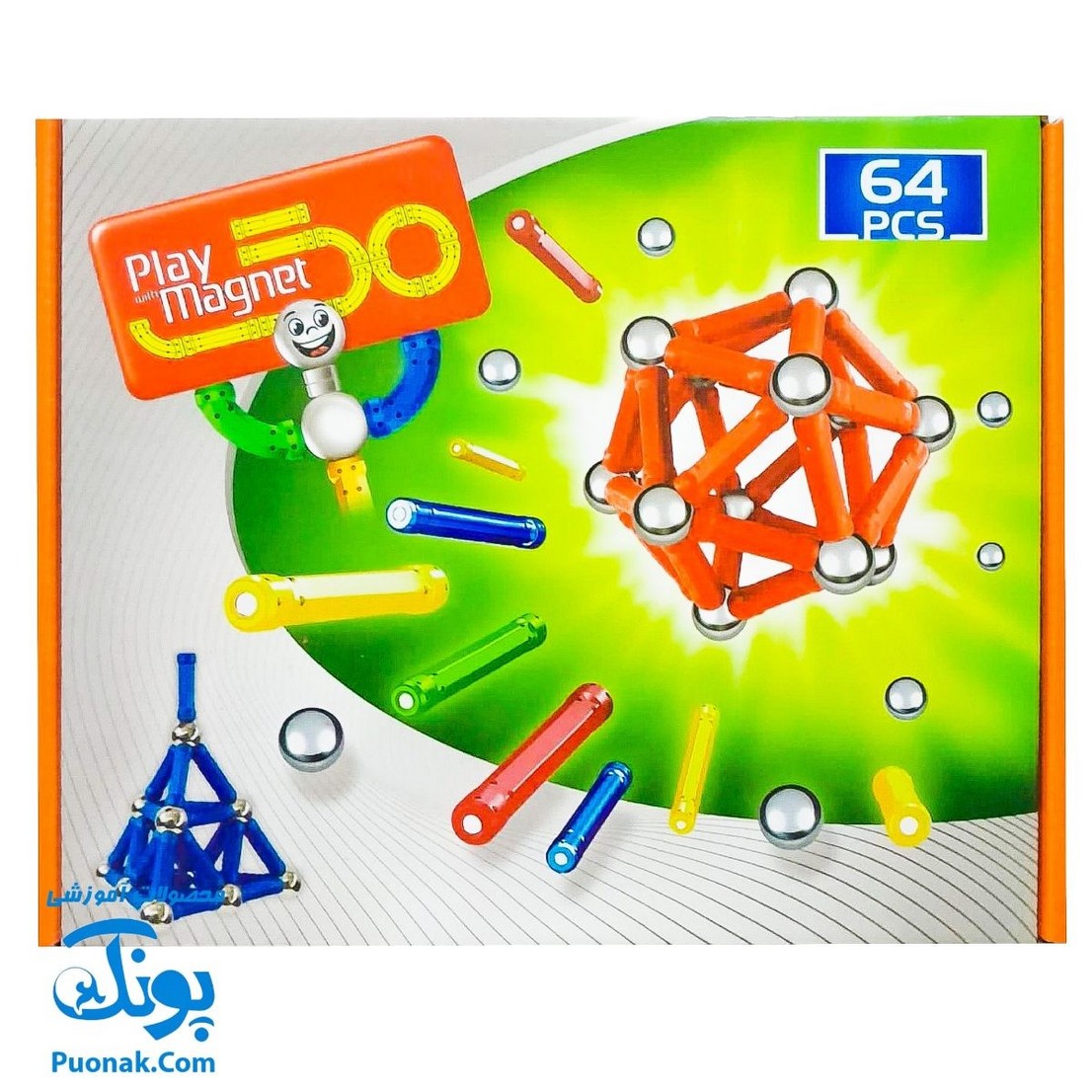 بازی فکری مگنت تیپ دو کلاسیک راد و گوی مگ (۶۴ تکه) Play Magnet