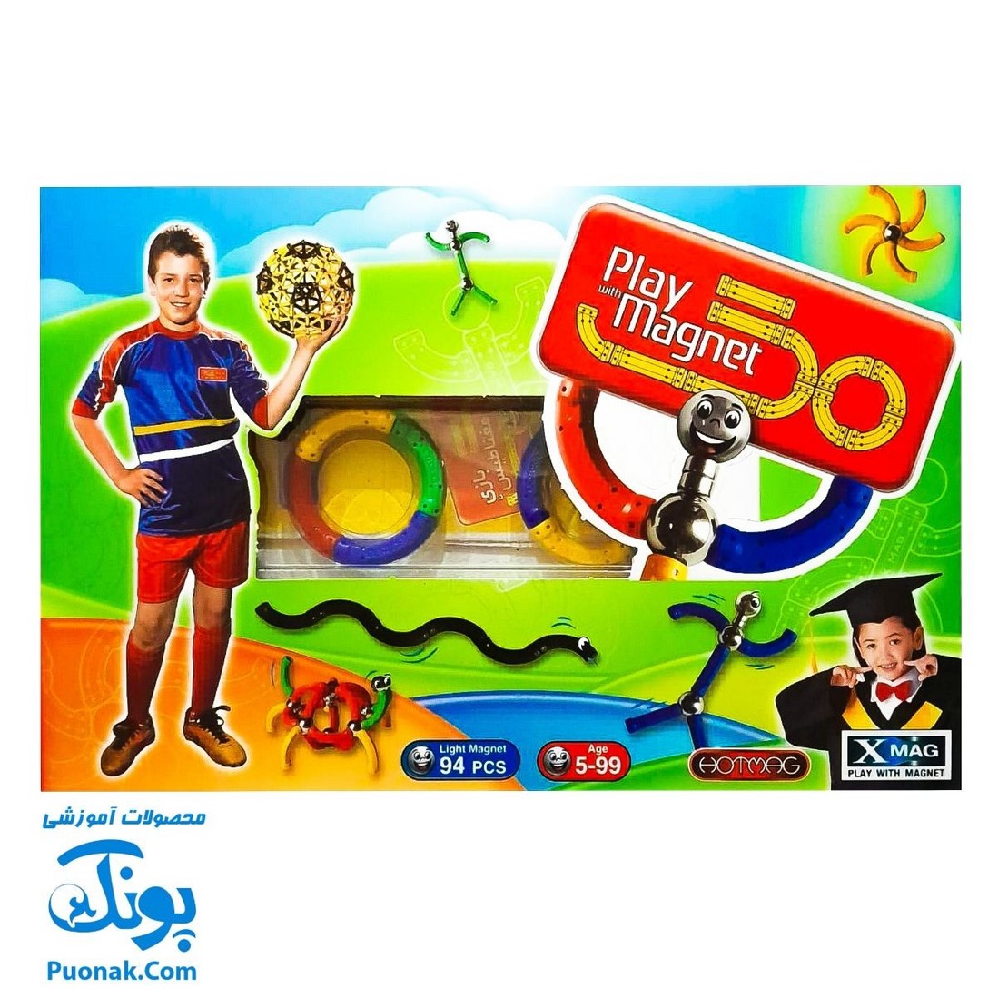 بازی فکری آموزشی مگنت سبک خمیده راد و گوی ۹۴ قطعه کلاسیک Play Magnet