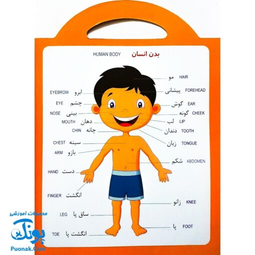 کتاب فرهنگ نامه کودک (آموزش تصویری کلمات فارسی - انگلیسی با رنگ آمیزی) دسته دار