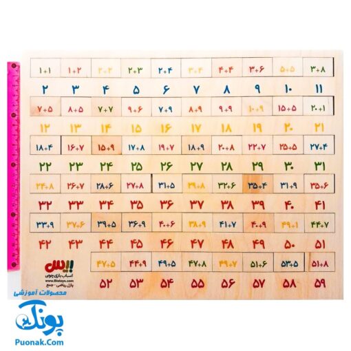 پازل چوبی آموزشی ریاضی جمع مدل بیس (آموزش جمع از طریق بازی)