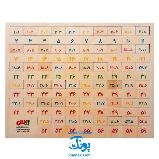 پازل چوبی آموزشی ریاضی جمع مدل بیس (آموزش جمع از طریق بازی)