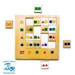جورچین چوبی آموزش مفاهیم الگویابی، تطابق و شناخت رنگ ها و اشکال هندسی به کودکان مدل بیس