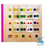 جورچین چوبی آموزش مفاهیم الگویابی، تطابق و شناخت رنگ ها و اشکال هندسی به کودکان مدل بیس