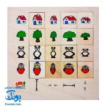 جورچین چوبی آموزش مفاهیم شکل ها و اندازه های طول، عرض، ارتفاع به کودکان مدل بیس