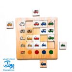 جورچین چوبی آموزش مفاهیم رنگ ها و وسایل نقلیه به کودکان مدل بیس