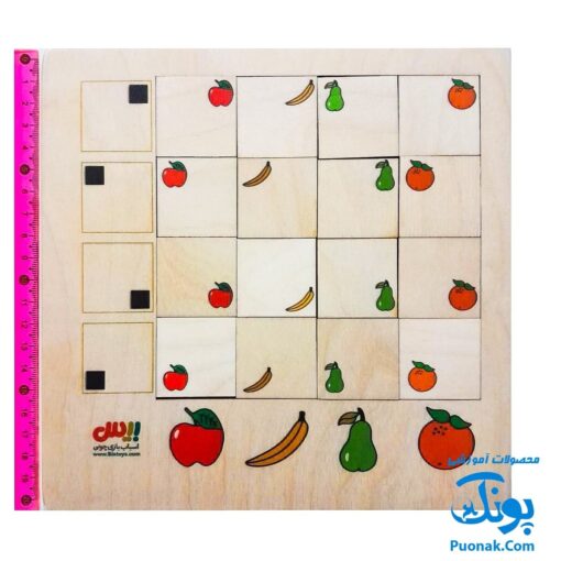 جورچین چوبی آموزش مفاهیم رنگ ها و میو ها راست و چپ، بالا و پایین به کودکان مدل بیس