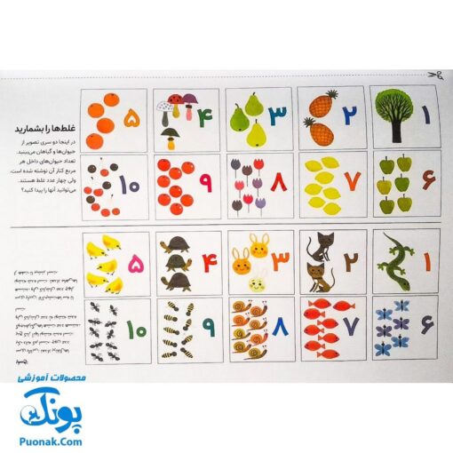 کتاب ورق ورق سرگرمی (شمردنی، مقایسه ی تصویرها، مسیریابی، پازل، کاردستی و برش با قیچی)
