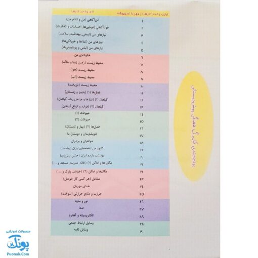 کاربرگ هفتگی دوره ی پیش دبستانی (کودکستان) حسامی
