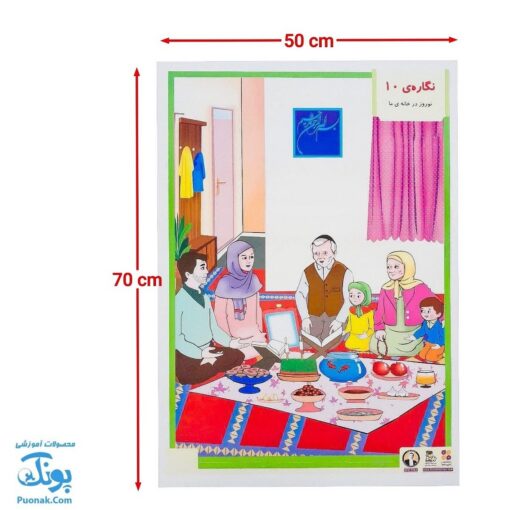 لوح پوستر تصویری معلم بخش نگاره ها کلاسی ویژه معلم نشر فرای علم (آموزش نگاره های فارسی اول دبستان ۵ برگ سایز ۷۰*۵۰)