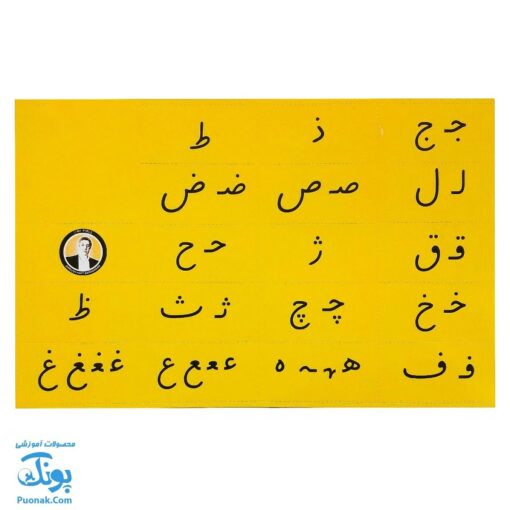 لوح پوستر جدول آموزش شکل صداها و حروف الفبای فارسی ویژه دانش آموز نشر فرای علم