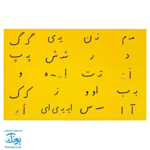 لوح پوستر جدول آموزش شکل صداها و حروف الفبای فارسی ویژه دانش آموز نشر فرای علم