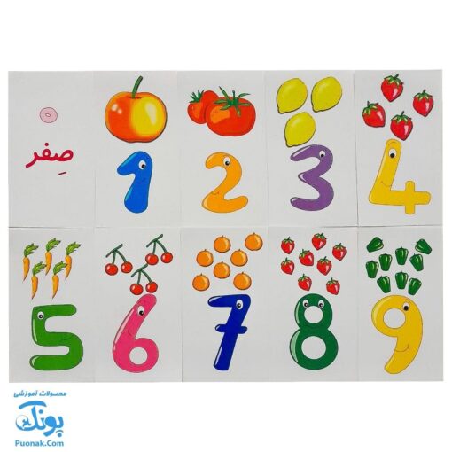 فلش کارت آموزش اعداد ۰ - ۹ وایت بردی سه سری کارت طرح استادیار
