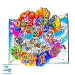 لوح جشن الفبا دو طرف سه بعدی طرح بالن الفبا (گالینگور کد سایز ۲۵ در ۱۷)