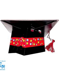 کلاه فارغ تحصیلی طرح ستاره طلایی (آویز دار مقوایی سایز ۲۴ در ۲۴)