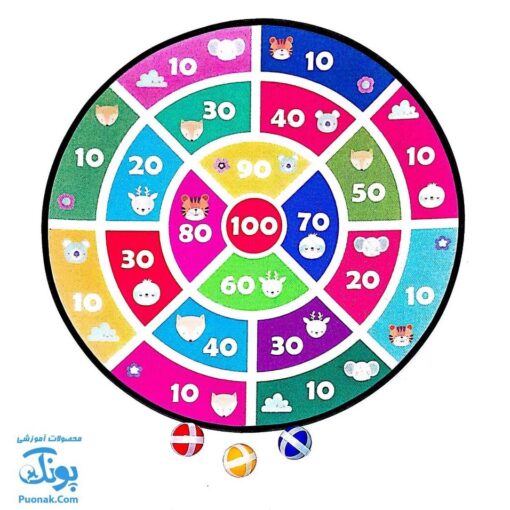 دارت پارچه ای فانتزی بزرگ آویزدار مدل آوای بامداد به همراه ۳ توپ چسبدار (قابل شستشو -۴۳ سانتیمتر)