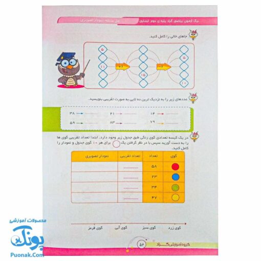 برگ آزمون ریاضی دوم ابتدایی گراد