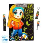 ست تخته شاسی و سرمدادی و خط کش و جاکلیدی دخترانه محجبه مبینا ورزشکار