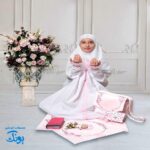 ست جشن تکلیف صورتی گلدار نگین کاری شده - مدل پرنسسی