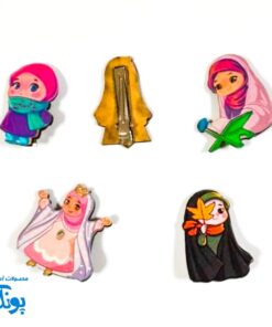 سنجاق سر چوبی فانتزی مذهبی دخترانه اسلامی ۱۲ عددی
