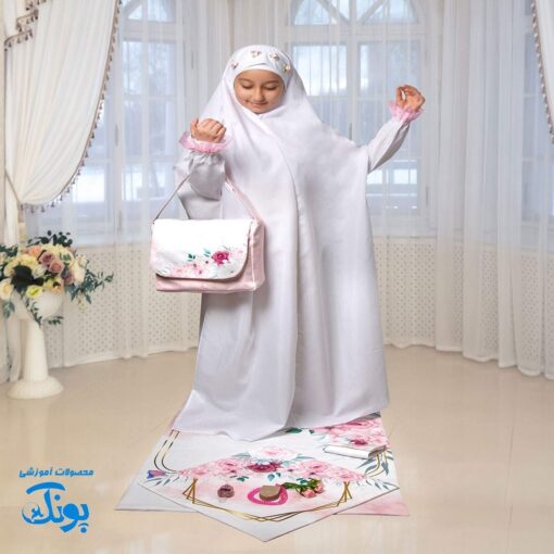 ست جشن تکلیف گلدار صورتی نگین کاری شده - کامل و زیبا