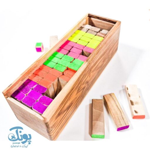 بازی فکری جنگا رنگی ۵۴ قطعه چوبی بلوطک
