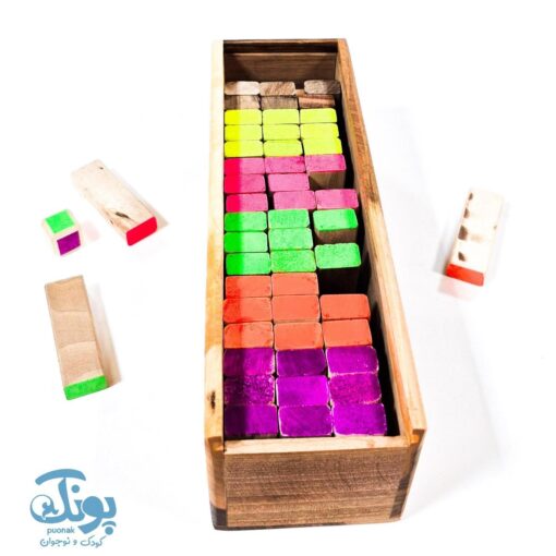 بازی فکری جنگا رنگی ۵۴ قطعه چوبی بلوطک