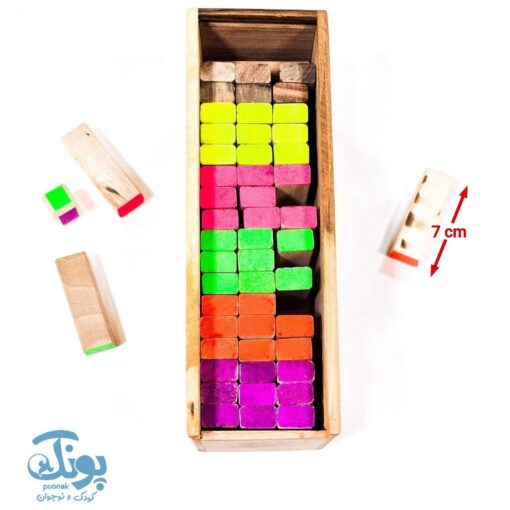بازی فکری جنگا رنگی ۵۴ قطعه چوبی بلوطک